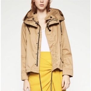 Zara Removable Hoodie Tan Utility Bomber Jacket size large
